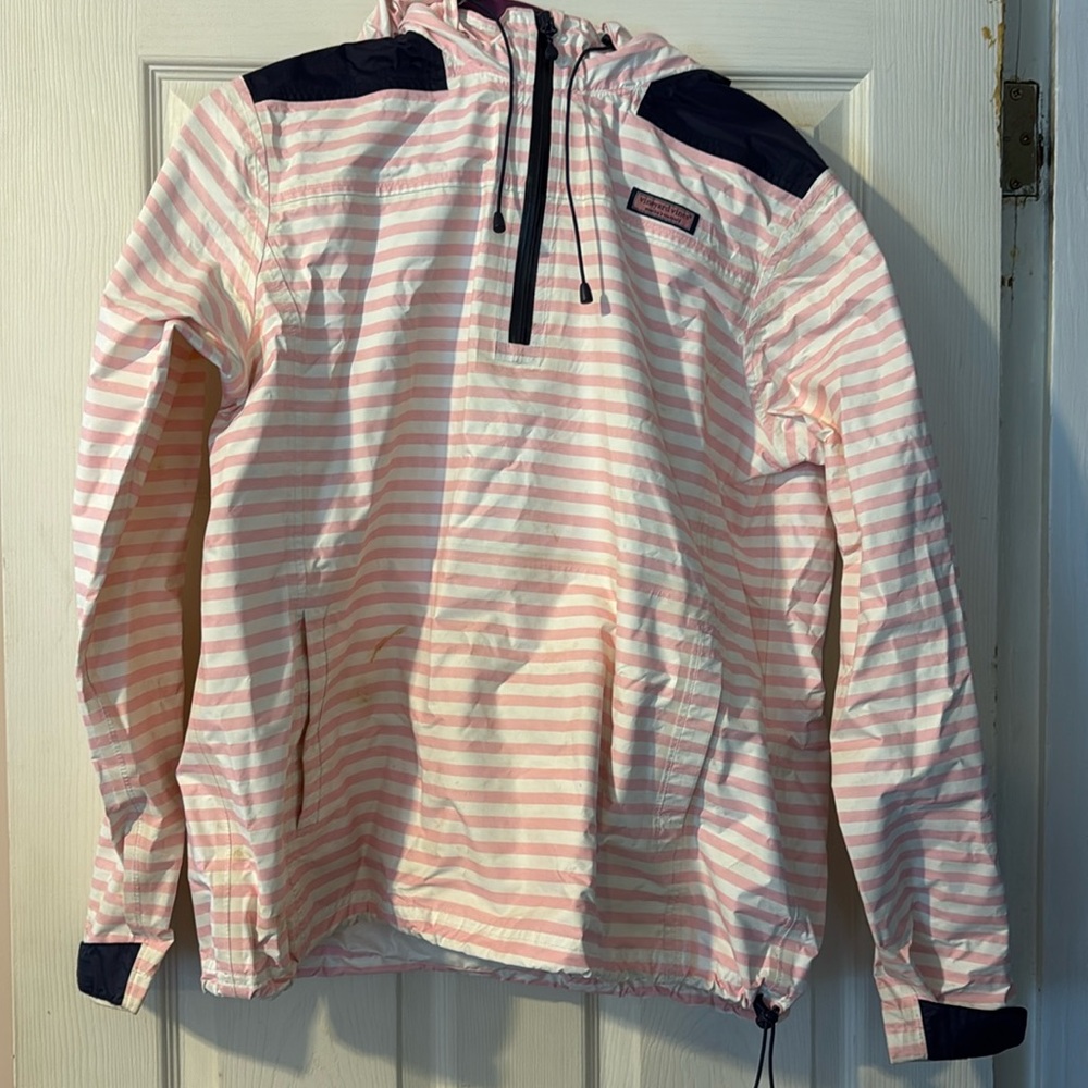 Vineyard Vines Pink and White Striped windbreaker
